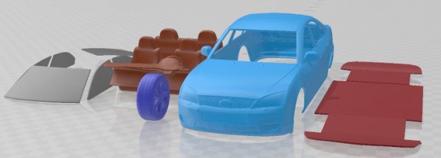 Mondeo Hatchback 2003 Printable Car 3D Принт Модель .c4d .max .obj .3ds .fbx .stl .blend 