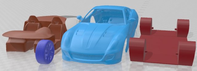 Ferrari 599 GTO 2011 Printable Car 3D प्रिंट मॉडल .c4d .max .obj .3ds .fbx .stl .blend 