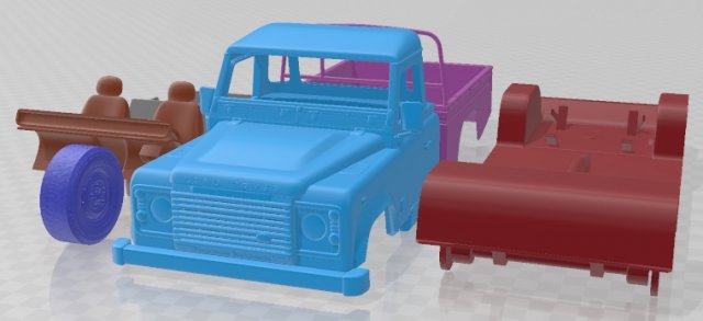 Land Rover Defender 110 PickUp 2011 Printable Car Modèles 3D en vedette .c4d .max .obj .3ds .fbx .stl .blend 