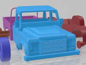 Land Rover Defender 110 PickUp 2011 Printable Car Modèles 3D en vedette
