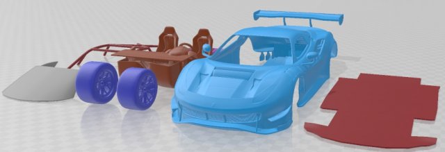 Ferrari 488 GT3 Evo 2020 Printable Car Model do druku 3D .c4d .max .obj .3ds .fbx .stl .blend 