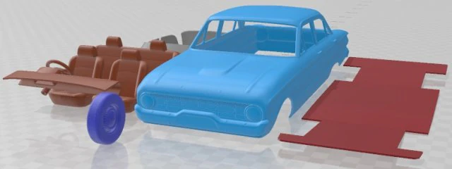 Falcon 1960 Printable Car 3D Print Model .c4d .max .obj .3ds .fbx .stl .blend 