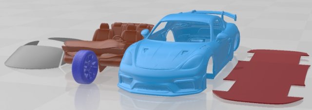 Porsche 718 Cayman GT4 RS 2022 Printable Car 3D Print Model .c4d .max .obj .3ds .fbx .stl .blend 