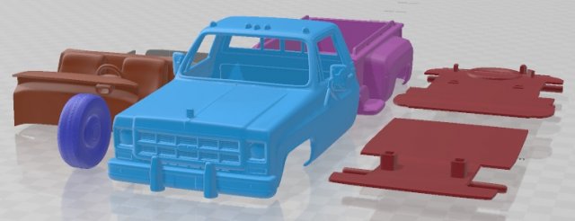 GMC Sierra Grande 454 Pickup 1979 Printable Car 3D Print Model .c4d .max .obj .3ds .fbx .stl .blend 