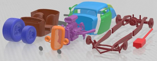 1934 Hot Rod Printable Car 3D Print Model .c4d .max .obj .3ds .fbx .stl .blend