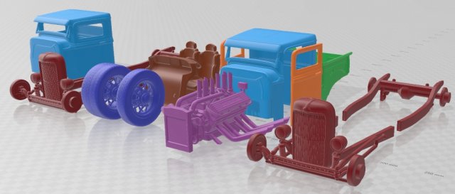 Model A Hot Rod 1931 Printable Car 3Dプリントモデル .c4d .max .obj .3ds .fbx .stl .blend