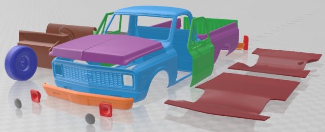Chevrolet C10 Cheyenne Pickup 1971 Printable Car 3D Print Model .c4d .max .obj .3ds .fbx .stl .blend 