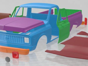 Auto stampabile Chevrolet C10 Cheyenne Pickup 1971 Modello di stampa 3D