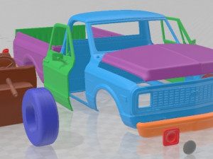 Chevrolet C10 Cheyenne Pickup 1971 Printable Car 3D Print Model