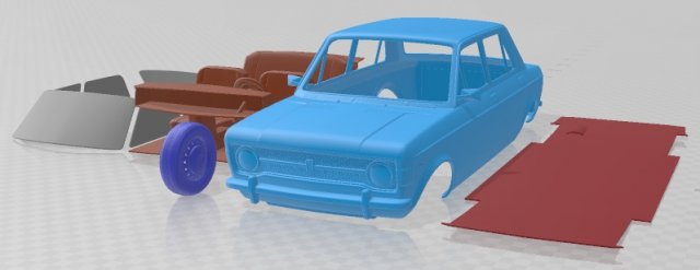 Fiat 128 1969 Printable Car 3Dプリントモデル .c4d .max .obj .3ds .fbx .stl .blend 