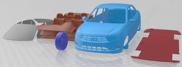 VAZ Lada Granta Sedan 2018 Printable Car 3D Print Model .c4d .max .obj .3ds .fbx .stl .blend 