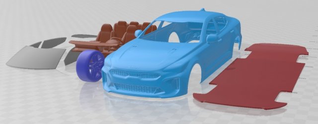 Kia Stinger GT 2022 Printable Car Model Cetak 3D .c4d .max .obj .3ds .fbx .stl .blend 