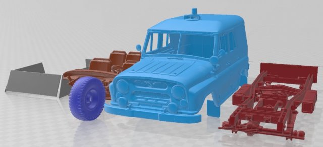 UAZ 469AP Police 1978 Printable Car Modello di stampa 3D .c4d .max .obj .3ds .fbx .stl .blend 