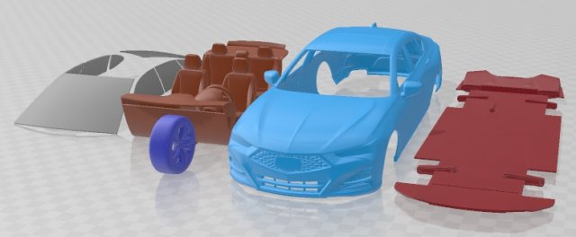Acura TLX 2021 Printable Car 3D 프린트 모델 .c4d .max .obj .3ds .fbx .stl .blend
