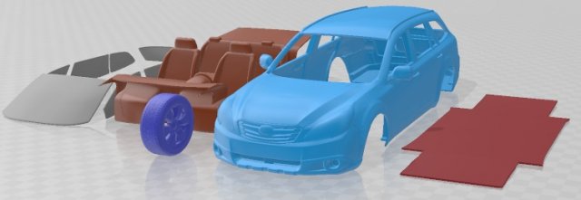 Subaru Outback 2010 Printable Car 3D 프린트 모델 .c4d .max .obj .3ds .fbx .stl .blend 