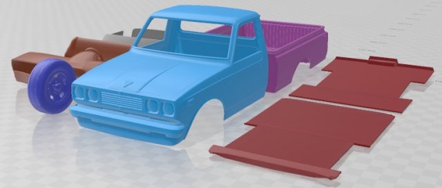 Toyota Hilux 1972 Printable Car 3D Druckmodell .c4d .max .obj .3ds .fbx .stl .blend