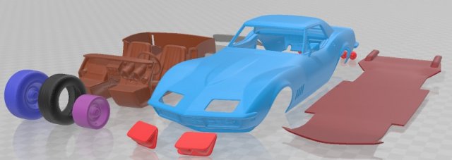 Chevrolet Corvette Convertible 1968 Printable Car 3D 프린트 모델 .c4d .max .obj .3ds .fbx .stl .blend 