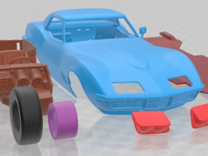 Chevrolet Corvette Convertible 1968 Printable Car 3D 프린트 모델