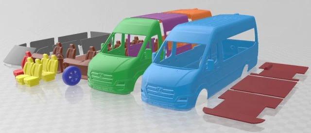 Hyundai H350 Passenger Van 2014 Printable 3D Print Model .c4d .max .obj .3ds .fbx .stl .blend 