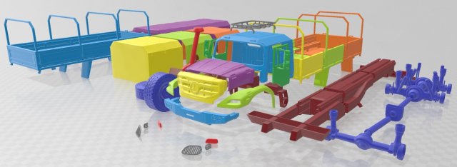 Mercedes Benz Zetros 3042 Printable Truck 3D 프린트 모델 .c4d .max .obj .3ds .fbx .stl .blend