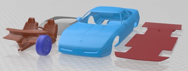 Chevrolet Corvette C4 Coupe 1983 Printable Car 3D 打印模型 .c4d .max .obj .3ds .fbx .stl .blend 