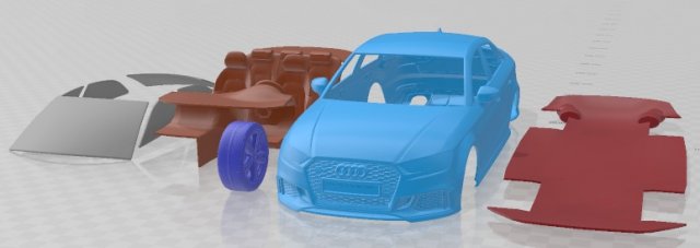 Audi RS3 Sedan 2018 Printable Car 3D प्रिंट मॉडल .c4d .max .obj .3ds .fbx .stl .blend 