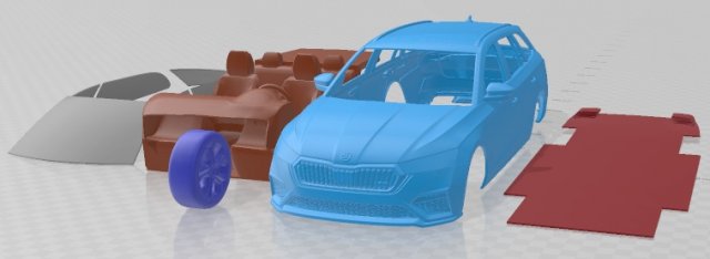 Skoda Octavia RS IV Combi 2020 Printable Car 3D Принт Модель .c4d .max .obj .3ds .fbx .stl .blend 