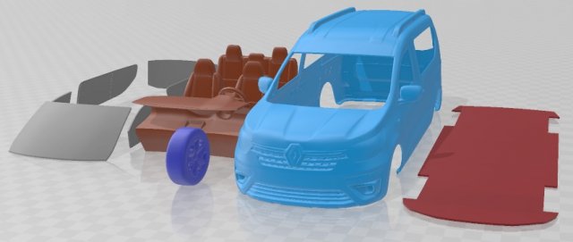 Renault Express 2022 Printable Car 3D-printmodel .c4d .max .obj .3ds .fbx .stl .blend 