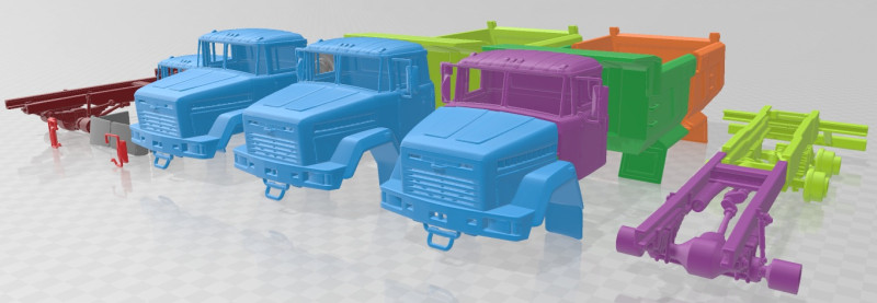 KrAZ 65055 Dump Truck 2004 Printable Model Cetak 3D .c4d .max .obj .3ds .fbx .stl .blend 