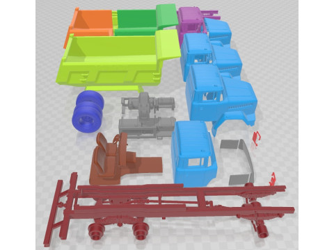 KrAZ 65055 Dump Truck 2004 Printable Model Cetak 3D