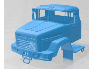 KrAZ 65055 2004 Yazdırılabilir G&ouml;vdeli Kabinli Kamyon 3D Baskı Modeli