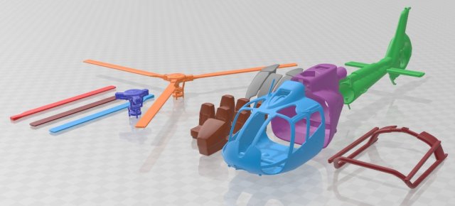 Eurocopter EC130 Printable Helicopter 3D Print Model .c4d .max .obj .3ds .fbx .stl .blend 