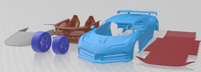 Bugatti Centodieci 2020 Printable Car 3Dプリントモデル .c4d .max .obj .3ds .fbx .stl .blend 