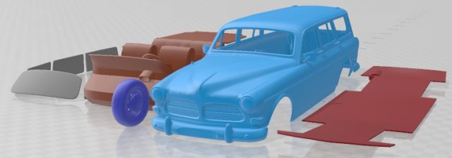 Volvo Amazon Wagon 1961 Printable Car Modèles 3D en vedette .c4d .max .obj .3ds .fbx .stl .blend
