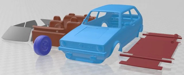 Volkswagen Golf MK1 1975 Printable Car 3D Print Model .c4d .max .obj .3ds .fbx .stl .blend 