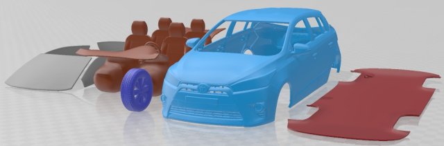Toyota Yaris SE Plus Hatchback 2016 Printable Car Modelo de Impressão 3D .c4d .max .obj .3ds .fbx .stl .blend