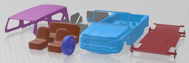 Citroen Mehari 1968 Printable Car 3D Принт Модель .c4d .max .obj .3ds .fbx .stl .blend