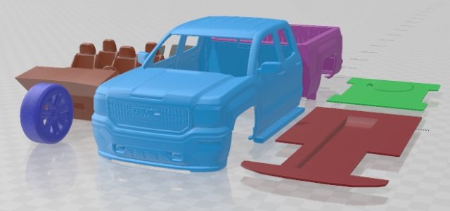 GMC Sierra Denali 2016 Printable Car Modelo de impresión 3D .c4d .max .obj .3ds .fbx .stl .blend 