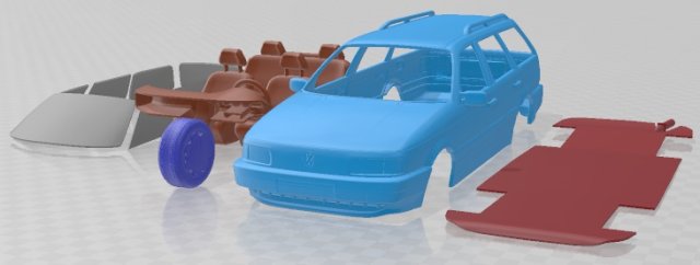Volkswagen Passat B3 Variant 1988 Printable Car 3D Принт Модель .c4d .max .obj .3ds .fbx .stl .blend