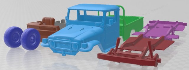 Toyota Land Cruiser J40 Pickup FJ45L 1979 Printable Car 3D-Druckmodell .c4d .max .obj .3ds .fbx .stl .blend 