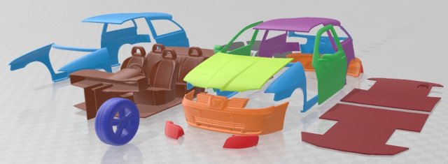 Seat Ibiza 2001 Printable Car Model do druku 3D .c4d .max .obj .3ds .fbx .stl .blend 