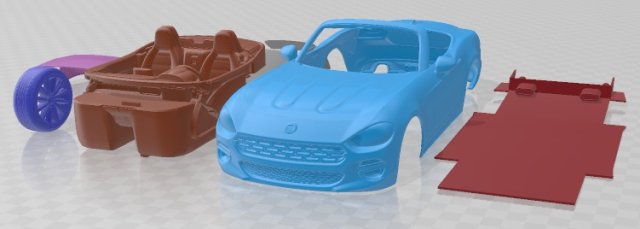 Fiat 124 Spider 2017 Printable Car 3D 프린트 모델 .c4d .max .obj .3ds .fbx .stl .blend 