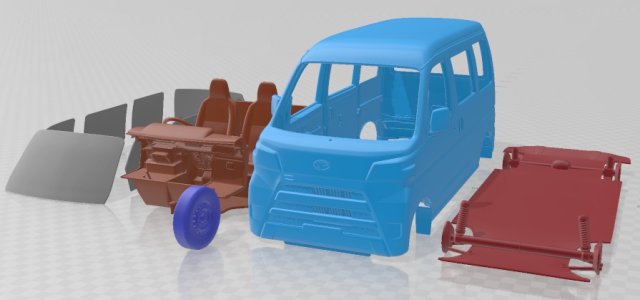 Daihatsu Hijet Cargo 2017 Printable Van 3D प्रिंट मॉडल .c4d .max .obj .3ds .fbx .stl .blend