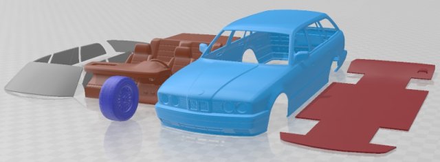 5 Series E34 Touring 1991 Printable Car 3D Принт Модель .c4d .max .obj .3ds .fbx .stl .blend 