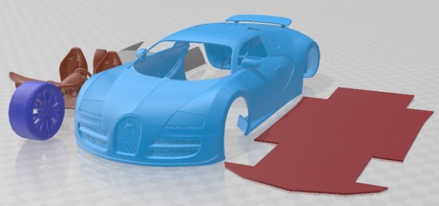 Bugatti Veyron Super Sport 2012 Printable Car 3D 打印模型 .c4d .max .obj .3ds .fbx .stl .blend 