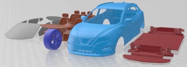 Nissan Qashqai 2018 Printable Car 3D Принт Модель .c4d .max .obj .3ds .fbx .stl .blend 