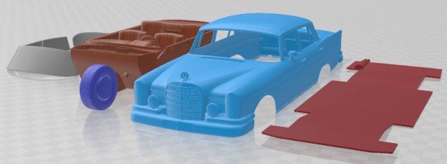 Mercedes Benz 300SE W112 1963 Printable Car 3D Принт Модель .c4d .max .obj .3ds .fbx .stl .blend 
