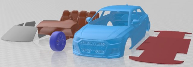 Audi A1 2019 Printable Car Modello di stampa 3D .c4d .max .obj .3ds .fbx .stl .blend 