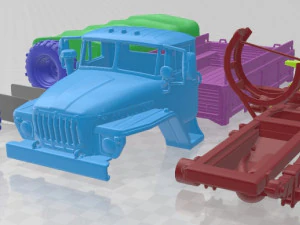 Ural 4320 Branda G&ouml;vdesi 1980 Yazdırılabilir Kamyon 3D Baskı Modeli