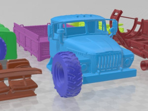 Ural 4320 Tarpaulin Body 1980 Printable Truck Modèles 3D en vedette